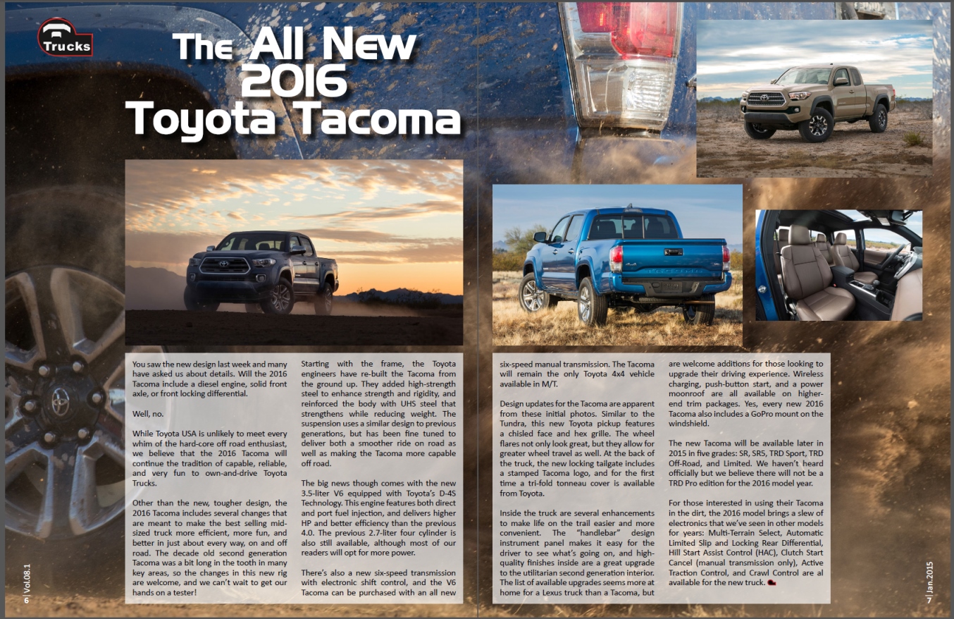 All new 2016 Toyota Tacoma TRD Off Road Edition | Toyota Trucks Magazine